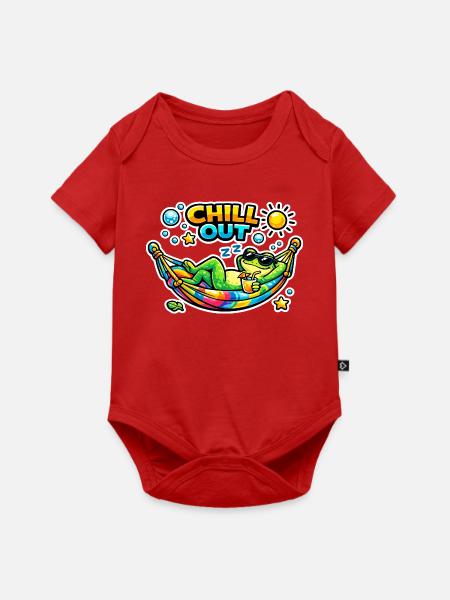 Chillout Frosch in Hängematte - Baby Premium Kurzarmbody - Rot