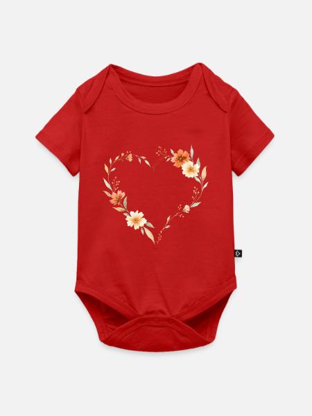 Blumen Herz - Baby Premium Kurzarmbody - Rot