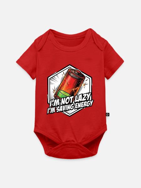 Ich spare Energie – Comic Spruch - Baby Premium Kurzarmbody - Rot