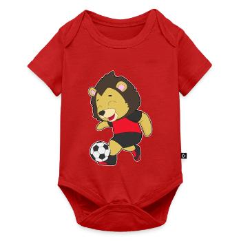 Löwe Fußballspieler Fußball - Baby Premium Kurzarmbody - Rot - Vorne