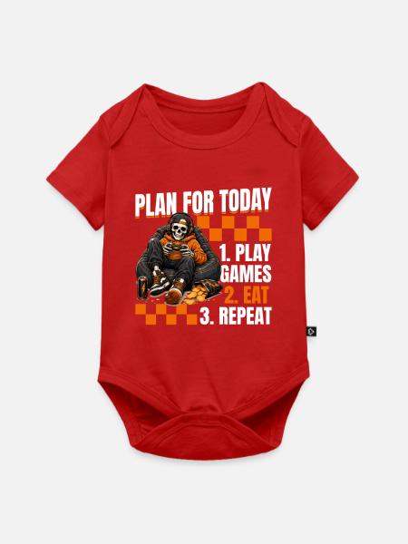 Skeleton Gamer Gaming Halloween - Baby Premium Kurzarmbody - Rot