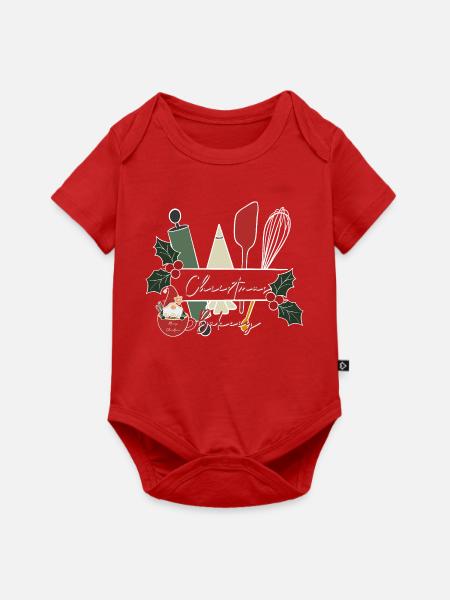 Weihnachtsbackdesign - Baby Premium Kurzarmbody - Rot