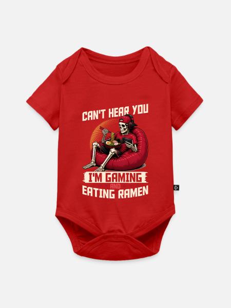 Funny Gaming and Ramen Gamer Skeleton - Baby Premium Kurzarmbody - Rot