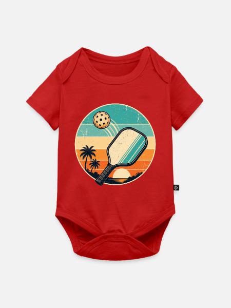 Retro Strand Paddel Sticker - Baby Premium Kurzarmbody - Rot