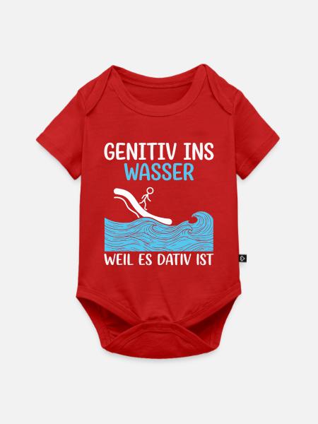 Genitiv ins Wasser Surfwitz - Baby Premium Kurzarmbody - Rot