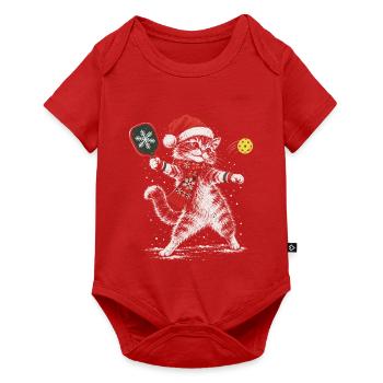 Weihnachtskatze Tennisheld - Baby Premium Kurzarmbody - Rot - Vorne