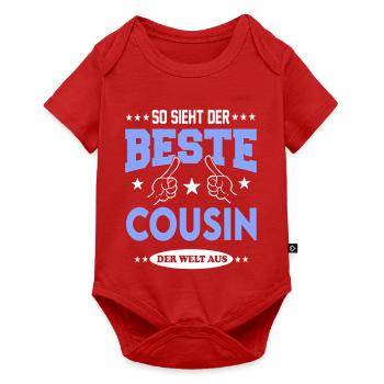 Beste Cousin der Welt Familie Family T-Shirt Fun - Baby Premium Kurzarmbody - Rot - Vorne