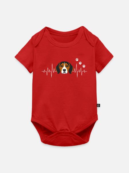 Herzschlaghund Beagle - Baby Premium Kurzarmbody - Rot