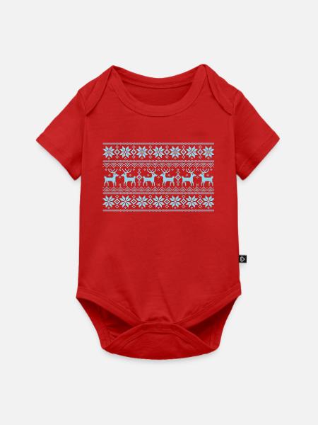 Frohe Weihnachten Muster 1 - Baby Premium Kurzarmbody - Rot