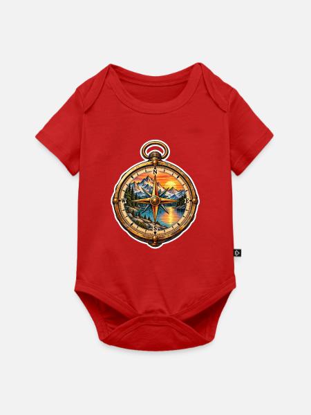 Kompass Panorama Bergsee - Baby Premium Kurzarmbody - Rot