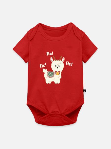 Weihnachtslama mit Glocke - Baby Premium Kurzarmbody - Rot