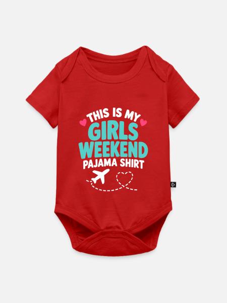 Mädchen-Wochenend-Pyjama-Hemd-Reiseflugzeug - Baby Premium Kurzarmbody - Rot