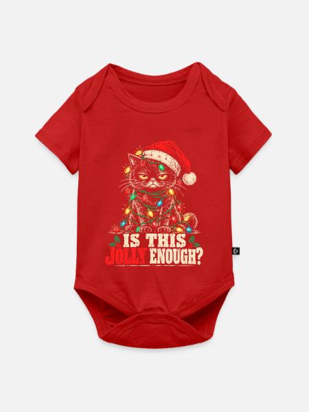 Jolly Cat mit Lichterkette - Baby Premium Kurzarmbody - Rot
