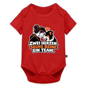 Zwei Herzen Sechs Beine Team - Baby Premium Kurzarmbody - Rot - Vorne