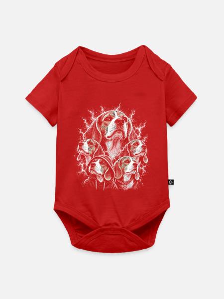 Hunde-Collage im Nebel-Look - Baby Premium Kurzarmbody - Rot