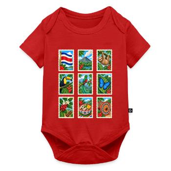 Costa Rica Briefmarken - Baby Premium Kurzarmbody - Rot - Vorne