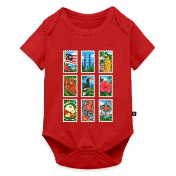 Malaysia Briefmarken - Baby Premium Kurzarmbody - Rot - Vorne