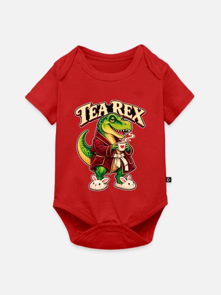 Tea Rex Kuschel-Dino im Tee-Look - Baby Premium Kurzarmbody - Rot
