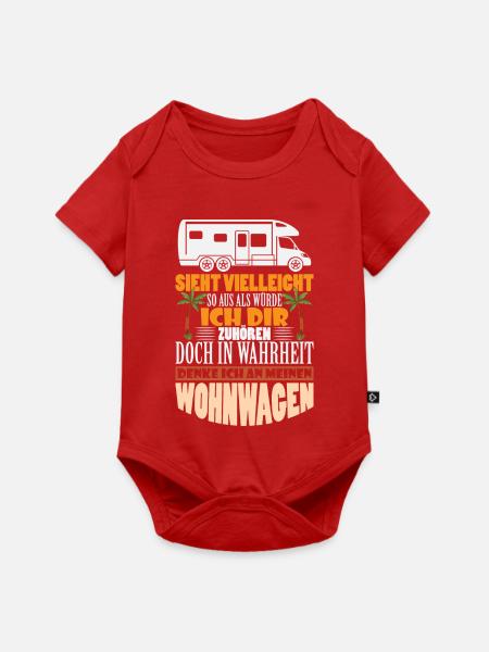 Camper Camping Wohnwagen Spruch - Baby Premium Kurzarmbody - Rot