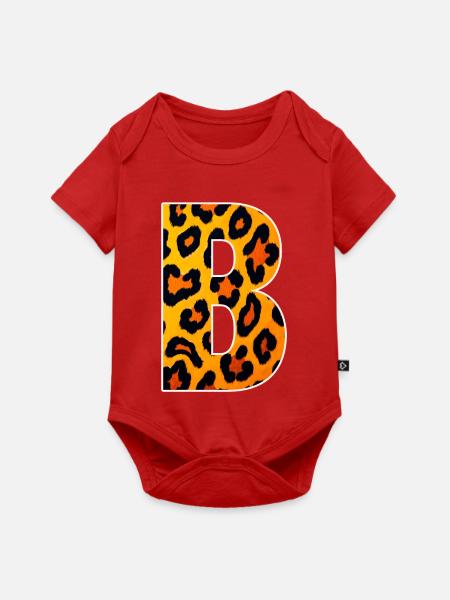 LeopardB Monogramm im Leopardenlook - Baby Premium Kurzarmbody - Rot