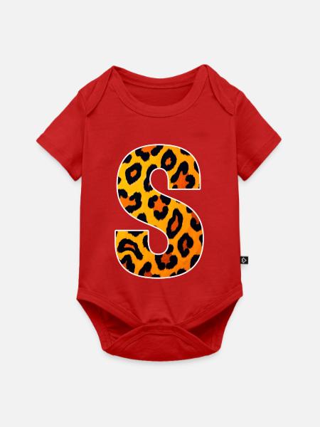 Leopardenmuster S Buchstabe - Baby Premium Kurzarmbody - Rot