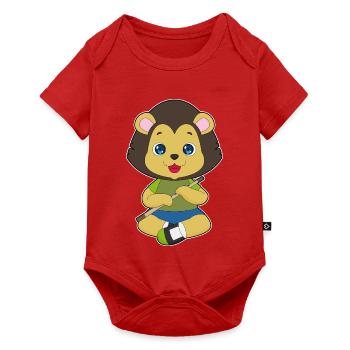 Löwe Musiker Flöte Musik - Baby Premium Kurzarmbody - Rot - Vorne