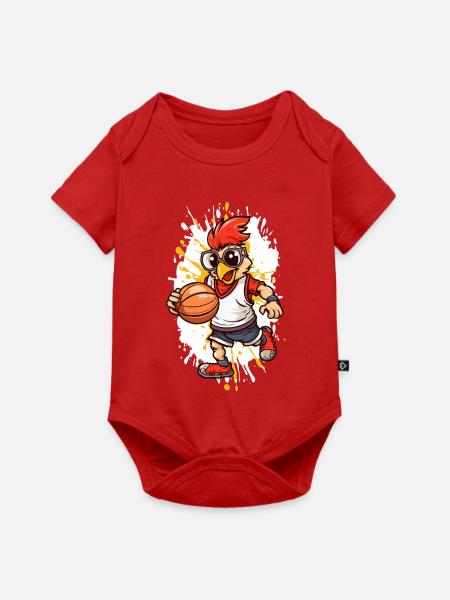 Basketballhuhn mit Brille - Baby Premium Kurzarmbody - Rot
