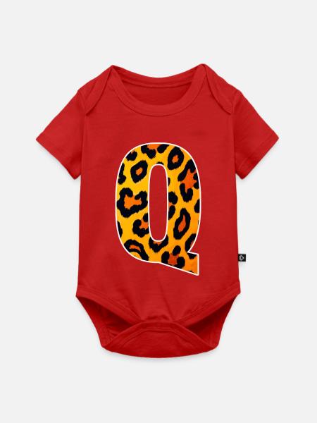 Leopard_Buchstabenmuster_-_Q - Baby Premium Kurzarmbody - Rot