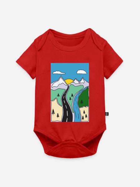 Gebirgsfluss Landschaft - Baby Premium Kurzarmbody - Rot