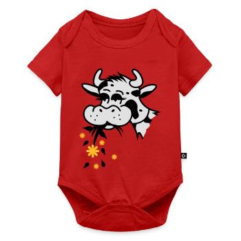 Cow eats bouquet - Baby Premium short-sleeve bodysuit - red - Front