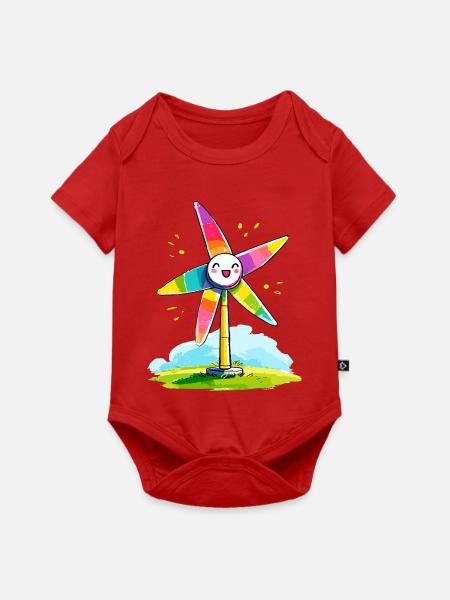 Regenbogenwindmühle Lächeln - Baby Premium Kurzarmbody - Rot