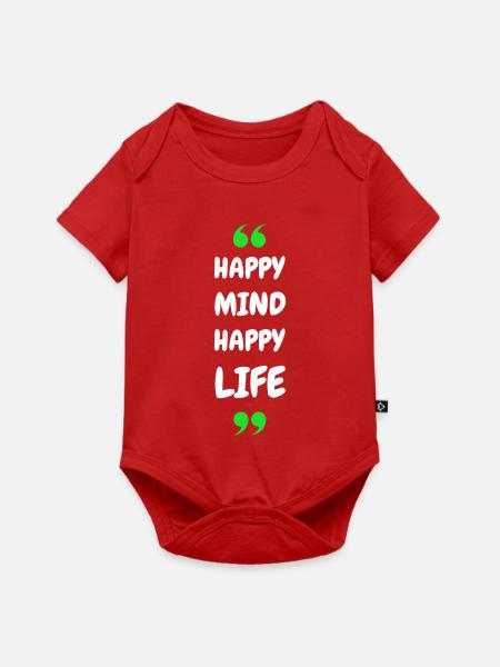 Happy Mind, Happy Life - Baby Premium Kurzarmbody - Rot