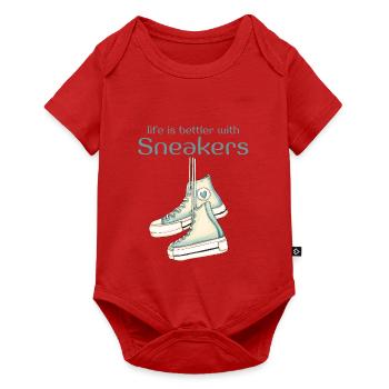 life is better with sneakers Turnschuh - Baby Premium Kurzarmbody - Rot - Vorne