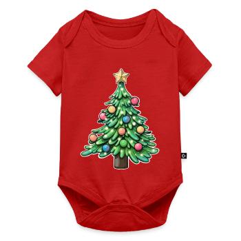 Festive Christmas Tree with Colourful Ornaments - Baby Premium short-sleeve bodysuit - red - Front