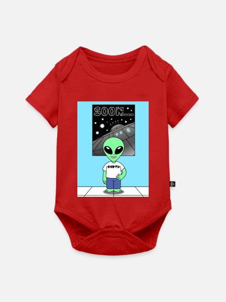 Außerirdischer vor Raumschiff Earth - Baby Premium Kurzarmbody - Rot