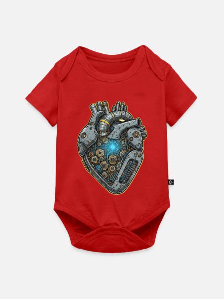 Mechanisches Herz mit Zahnrädern - Baby Premium Kurzarmbody - Rot