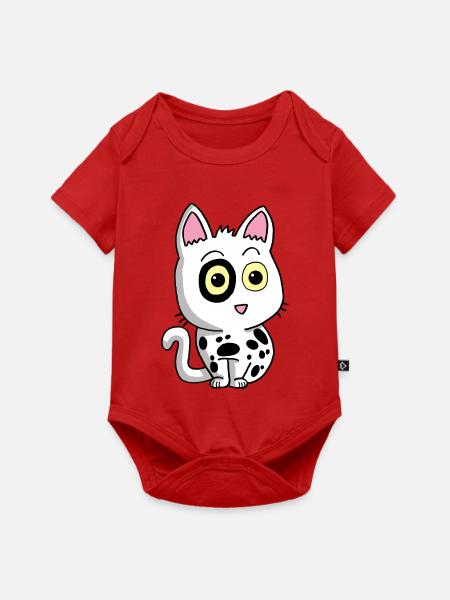 Schwarz-weißes Kätzchen - Baby Premium Kurzarmbody - Rot