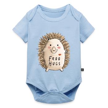 Free Hugs Igel I Kinder Comic Geschenk Herbst - Baby Premium Kurzarmbody - Hellblau - Vorne