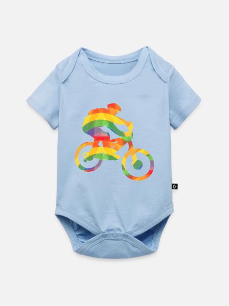 Farbiger Biker / Bunter Mountainbiker - Baby Premium Kurzarmbody - Hellblau
