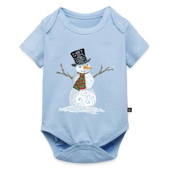 Glücklicher wirbelnder Schneemann - Baby Premium Kurzarmbody - Hellblau - Vorne