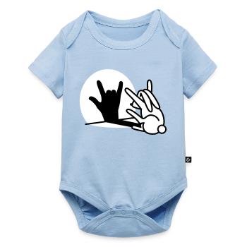 Lapin ombre main ROCK musique HARD ROCK fan - Body à manches courtes Premium Bébé - bleu clair - Devant