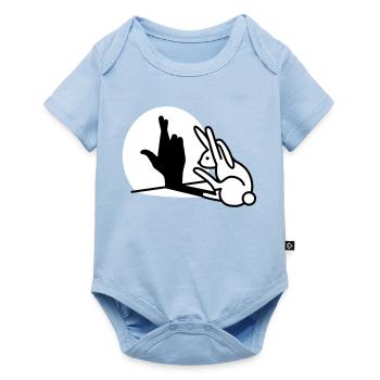 Funny rabbit hand shadow crossing fingers - Baby Premium short-sleeve bodysuit - light blue - Front