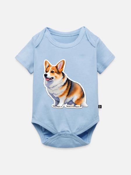 Welsh Corgi - Baby Premium Kurzarmbody - Hellblau