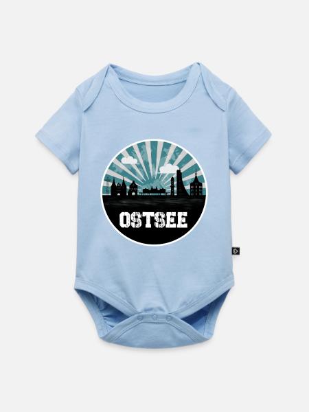 Ostsee Blue Hour Skyline - Baby Premium Kurzarmbody - Hellblau