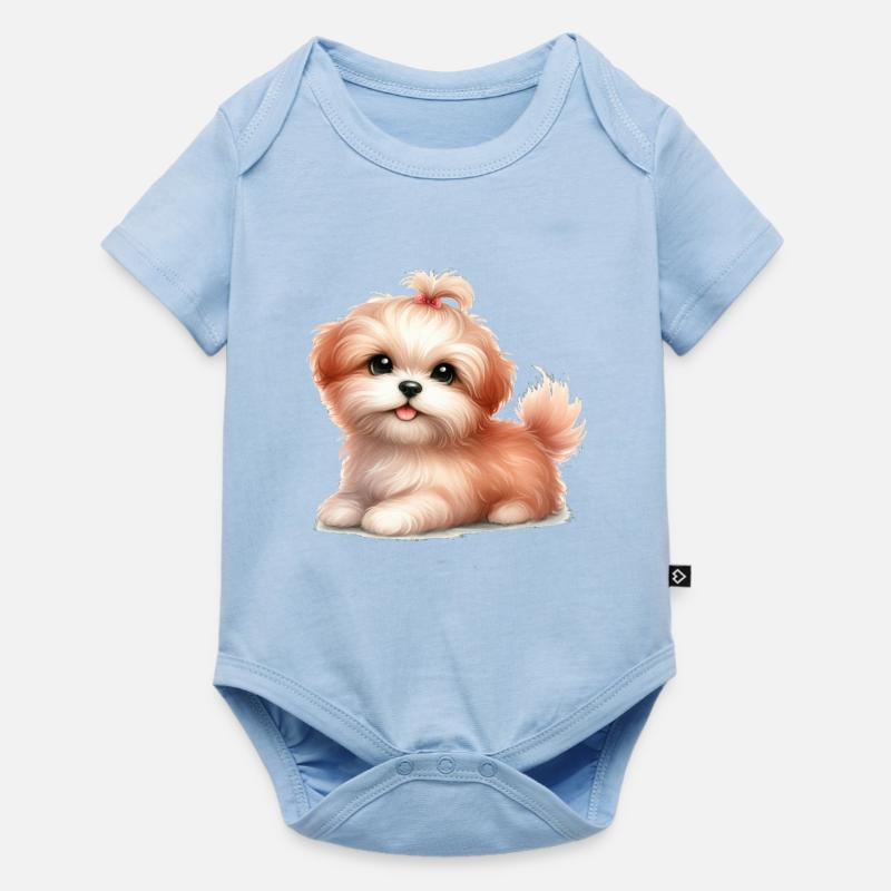 Chien mignon - Body à manches courtes Premium Bébé - bleu clair