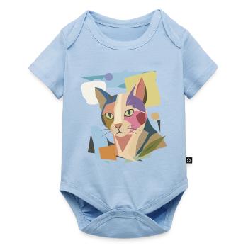 Abstract cat in modern color block design - Baby Premium short-sleeve bodysuit - light blue - Front