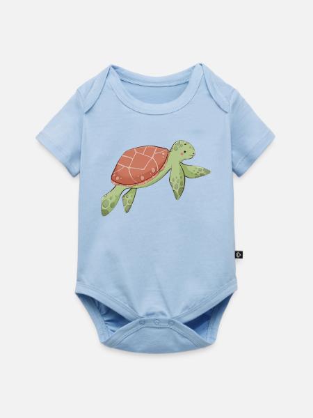 Schildkröte - Baby Premium Kurzarmbody - Hellblau