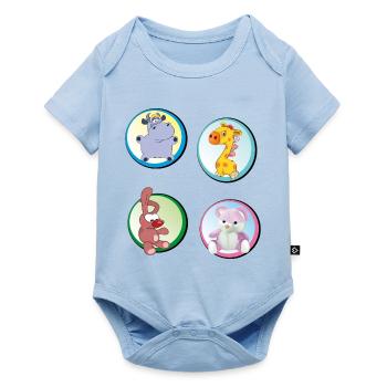 Spielzeug Teddy Hippo Hasi - Baby Premium Kurzarmbody - Hellblau - Vorne