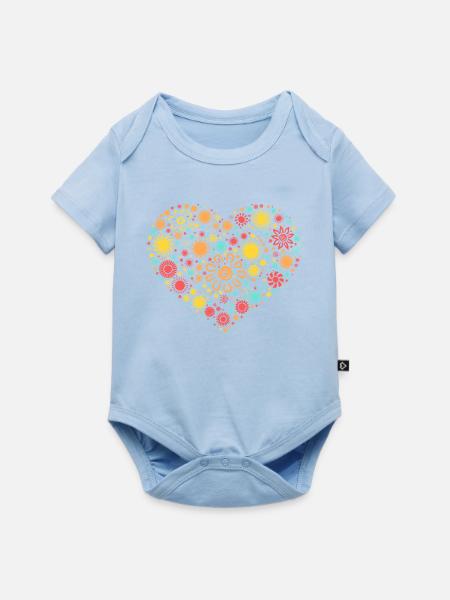 Sunshine Heart – Buntes Sommerliebe-Design - Baby Premium Kurzarmbody - Hellblau