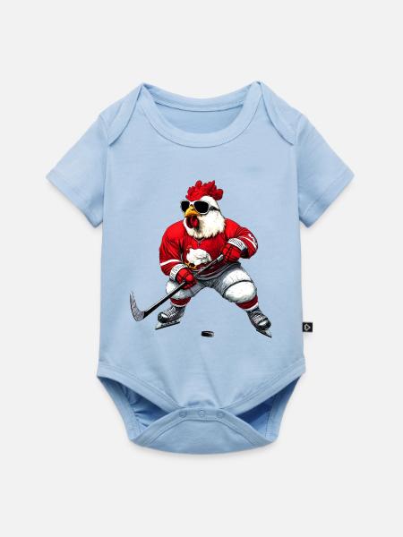 Huhn Eishockey - Baby Premium Kurzarmbody - Hellblau